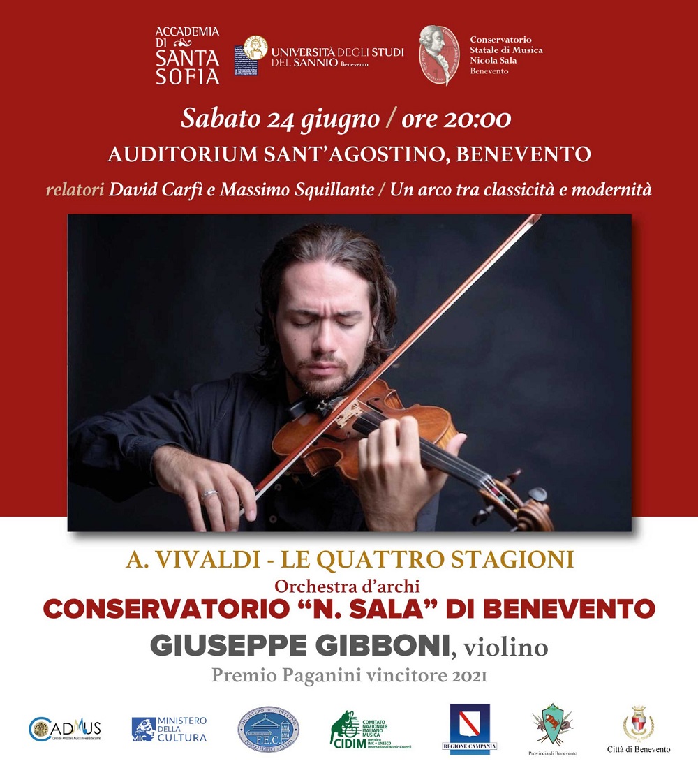 Accademia di Santa Sofia: sabato 24 giugno arriva all'Auditorium Sant'Agostino  di Benevento il violinista Giuseppe Gibboni – Gazzettadellirpinia
