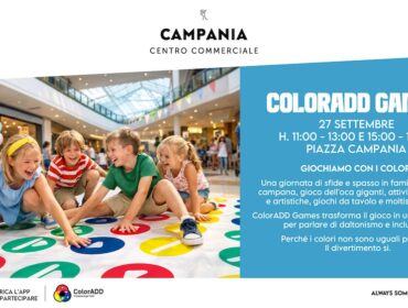 Il Centro Campania diventa più inclusivo: il 27 settembre arrivano i “ColorAdd Games”