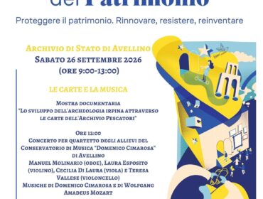Giornate Europee del Patrimonio, l’Archivio di Stato di Avellino apre al pubblico con mostra e concerto