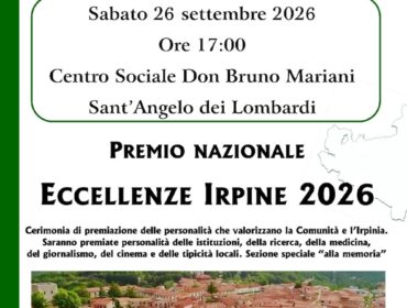 A Sant’Angelo dei Lombardi il Premio Nazionale “Eccellenze Irpine” 2026