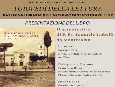 “I giovedì della lettura”, all’Archivio di Stato di Avellino si presenta il manoscritto di Samuele Isabelli