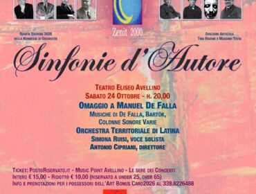 Avellino, “Sinfonie d’Autore”: al Teatro Eliseo un omaggio a Manuel de Falla con l’Orchestra Territoriale di Latina