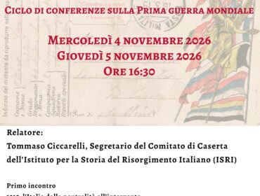 L’Archivio di Stato di Avellino ospita due conferenze sulla Prima guerra mondiale (4 e 5 novembre 2026)