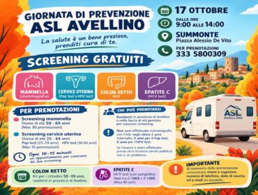 Giornata di prevenzione ASL Avellino a Summonte: screening gratuiti “La salute è un ben prezioso, prenditi cura di te”
